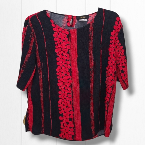 Bala Bala Red & Black Ruched Crinkle Textured Shirt & Jacket Set Size XL - Picture 8 of 11